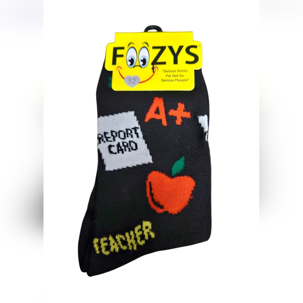 Foozys Teacher Black Womens Crew Socks